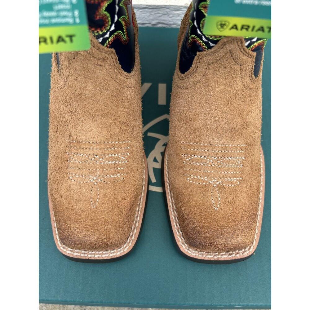 Ariat Derby Monroe Kids Size 3 M Tan Roughout / Inkwell Buckaroo Cowboy Boots - Picture 5 of 9